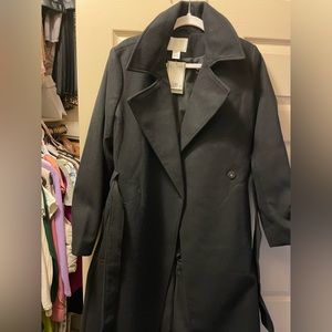 H&M black belted coat